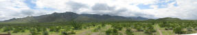 A panoramic view of the trail and the Franklin Mountains